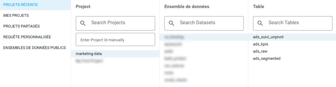 Ajouter une nouvelle source de données dans Big Query