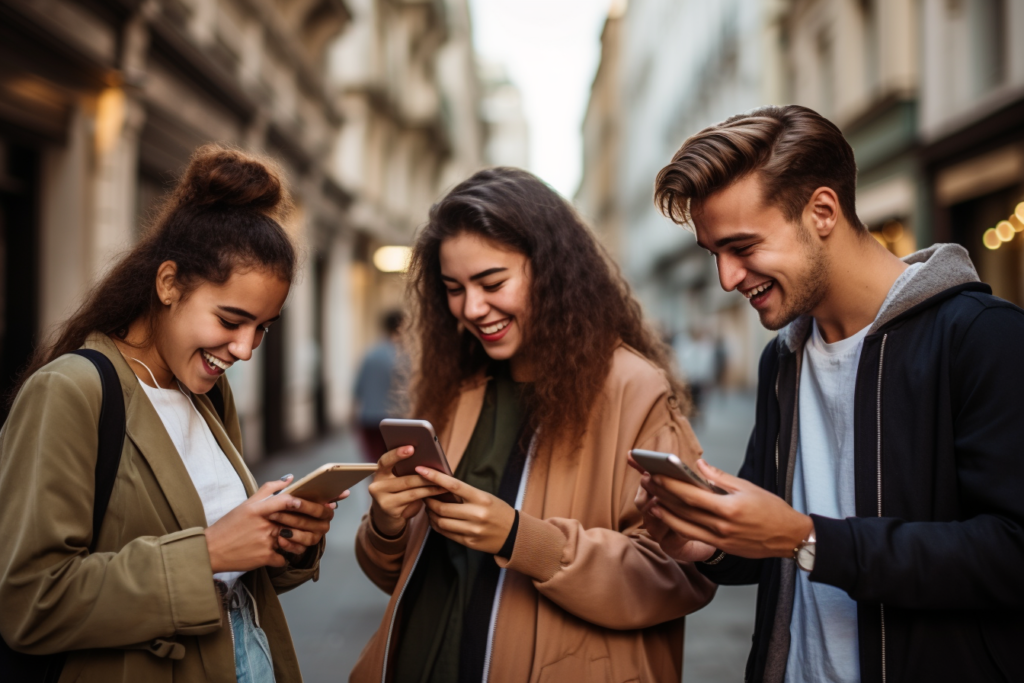 des jeunes regardeant leur téléphone