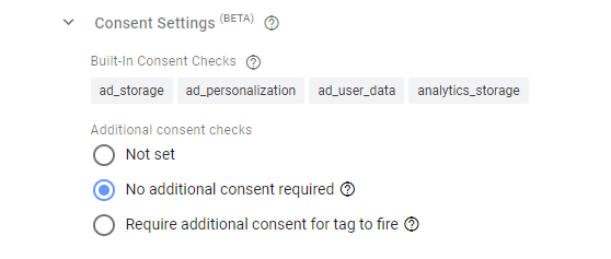 Google tag constment mode built in checks in google tag manager