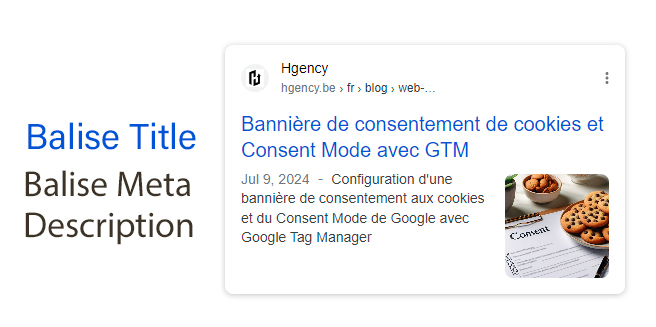 Balise title et meta description affichés dans les résultats de recherche de Google