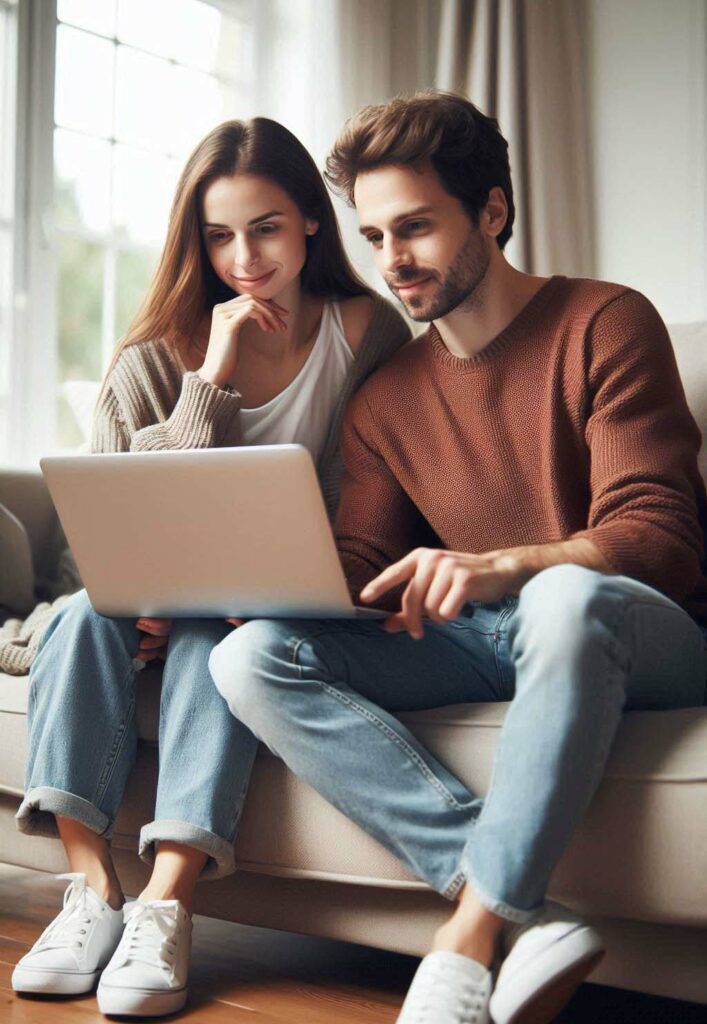 un couple faisant une recherche sur Google